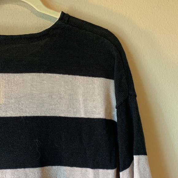 Eileen Fisher Tan Black Stripe Linen Sweater Neutral Relaxed Tunic Lagenlook M - Picture 10 of 13